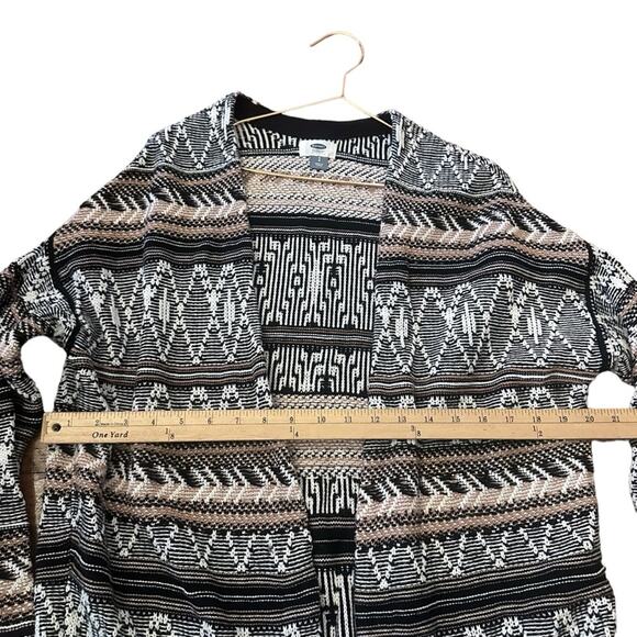 Old Navy Black Tan Geo Diamond Cardigan Sweater Aztec Boho size small - Picture 6 of 6